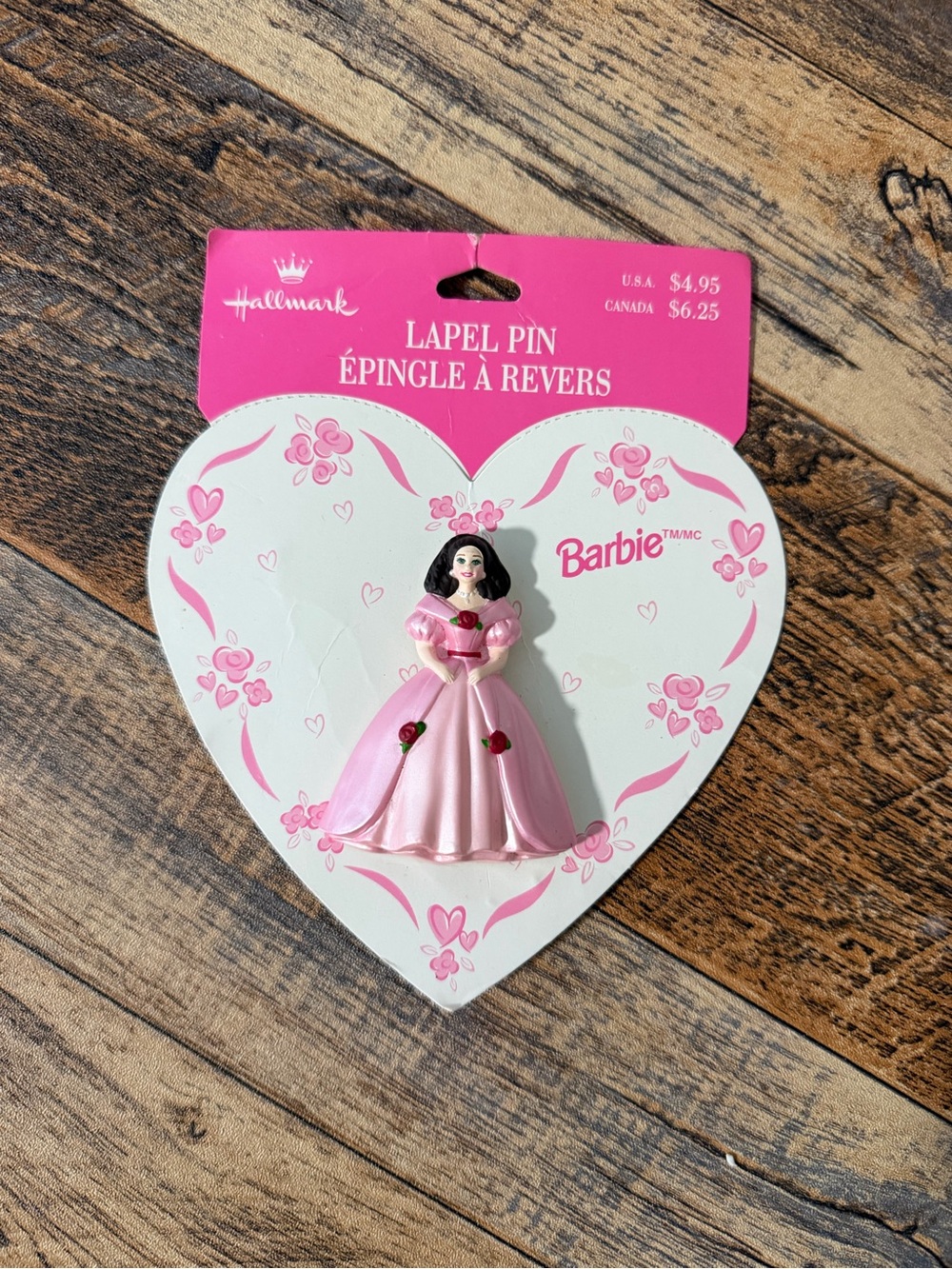 Hallmark Barbie Pink and White Princess Brooch